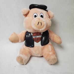 Harley-Davidson Pig Plush Stuffed Animal Biker Vest Hat Motorcycle 14"